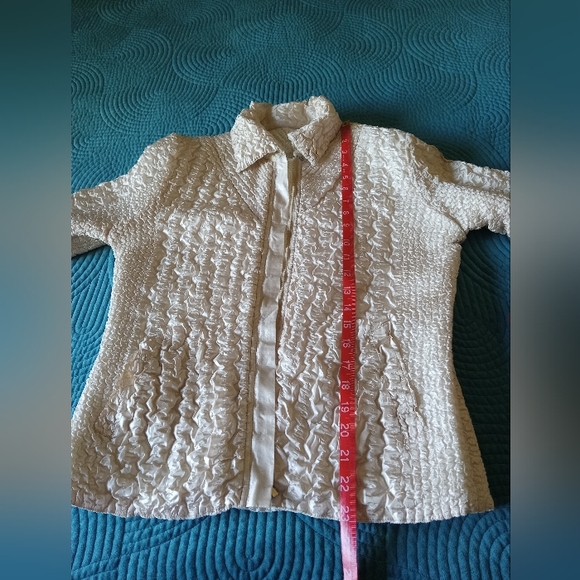 UBU Quilted Reversible Gold Swirl Cream Zip Jacket Blazer Like New - Picture 13 of 14